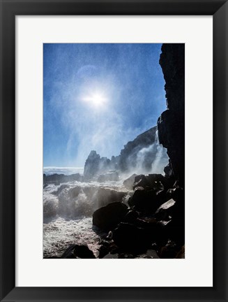 Framed Oxararfoss Waterfalls, Thingvellir National Park, Iceland Print