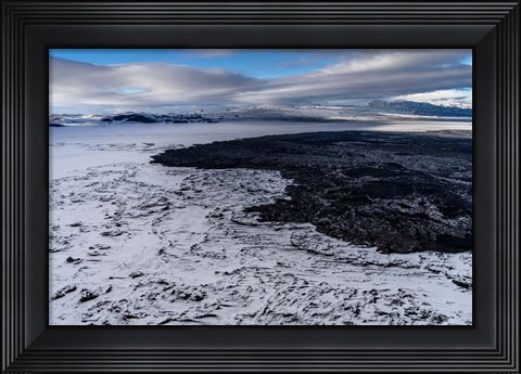 Framed Lava and Snow at the Holuhraun Fissure, Bardarbunga Volcano, Iceland. Print