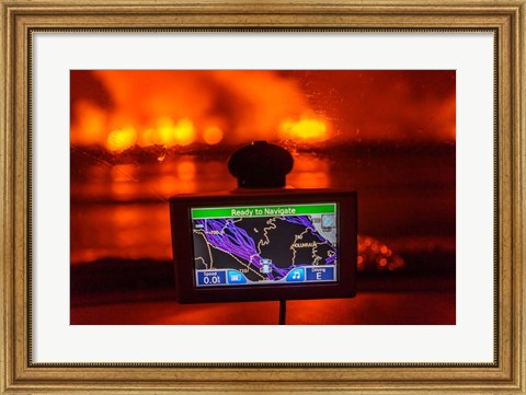 Framed GPS with the Holuhraun Fissure Eruption, Northern Iceland Print