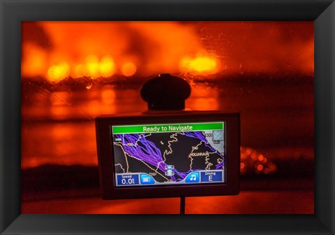 Framed GPS with the Holuhraun Fissure Eruption, Northern Iceland Print