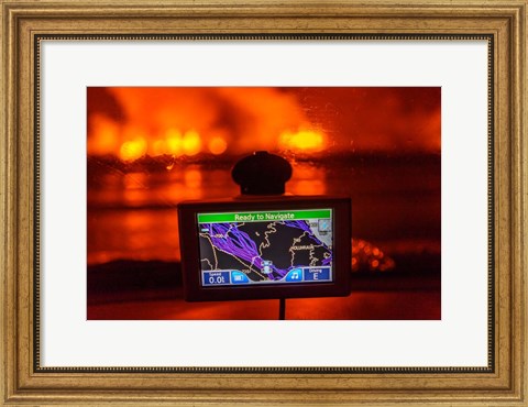 Framed GPS with the Holuhraun Fissure Eruption, Northern Iceland Print