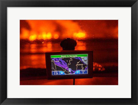 Framed GPS with the Holuhraun Fissure Eruption, Northern Iceland Print