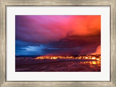 Framed Glowing Lava and Skies at the Holuhraun Fissure, Iceland Print