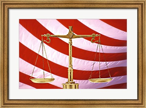 Framed Scales of Justice American Flag Print