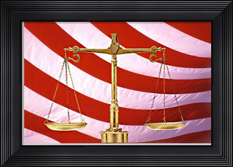 Framed Scales of Justice American Flag Print