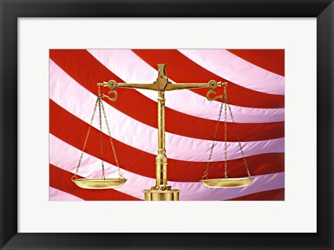 Framed Scales of Justice American Flag Print