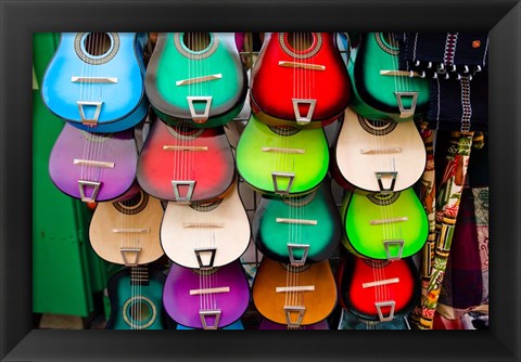 Framed Colorful Guitars, Downtown Los Angeles Print