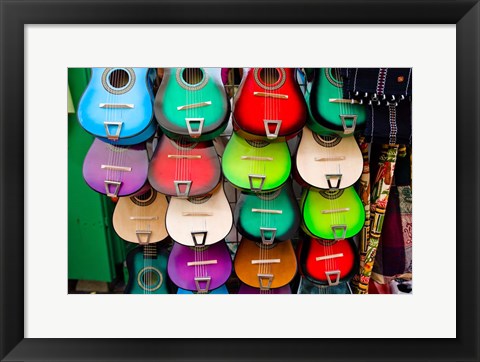 Framed Colorful Guitars, Downtown Los Angeles Print