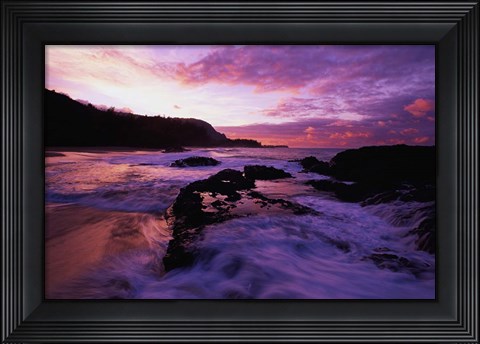 Framed Lumahai Beach at Sunset, HI Print