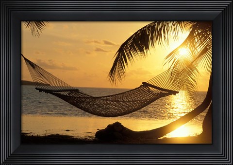 Framed Hammock at Sunset Print