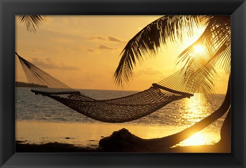 Framed Hammock at Sunset Print