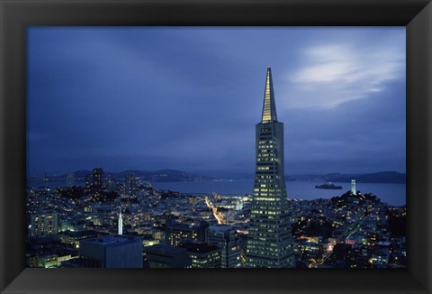 Framed Transamerica Pyramid, Coit Tower, San Francisco, California Print