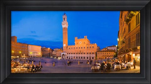 Framed Clock Tower, Torre Del Mangia, Tuscany, Italy Print