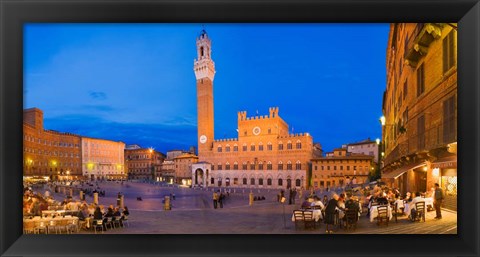 Framed Clock Tower, Torre Del Mangia, Tuscany, Italy Print