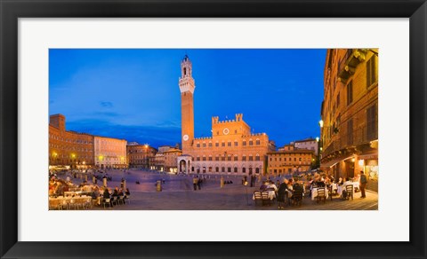 Framed Clock Tower, Torre Del Mangia, Tuscany, Italy Print