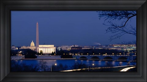 Framed Washington Monument, Lincoln Memorial, Capitol Building, Washington DC Print