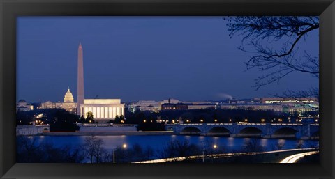 Framed Washington Monument, Lincoln Memorial, Capitol Building, Washington DC Print