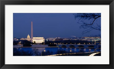 Framed Washington Monument, Lincoln Memorial, Capitol Building, Washington DC Print