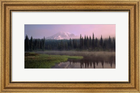 Framed Mist over Mount Rainier National Park, Washington Print