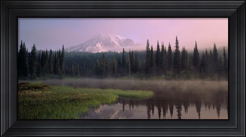 Framed Mist over Mount Rainier National Park, Washington Print