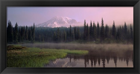 Framed Mist over Mount Rainier National Park, Washington Print