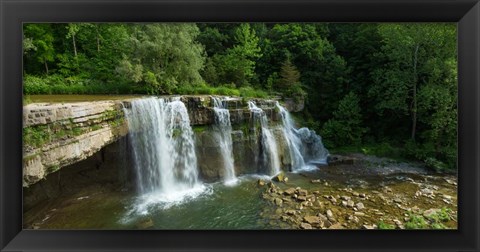 Framed Ludlowville Falls on Salmon Creek, Finger Lakes, New York State Print