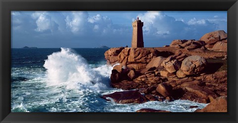 Framed Ploumanac&#39;h Lighthouse, Perros-Guirec, Cotes-d&#39;Armor, Brittany, France Print