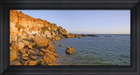 Framed Cliffs at coast, Conil De La Frontera, Cadiz Province, Andalusia, Spain Print
