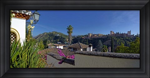Framed Alhambra palace from Albaicin, Granada, Andalusia, Spain Print