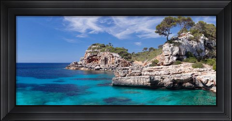 Framed Cala S&#39;Almunia bay, Santanyi, Majorca, Balearic Islands, Spain Print