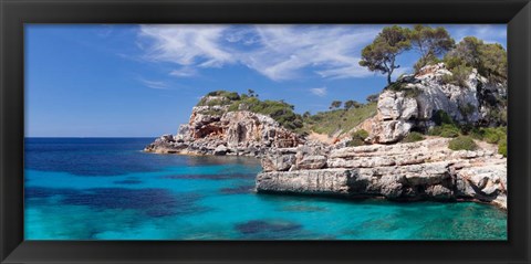 Framed Cala S&#39;Almunia bay, Santanyi, Majorca, Balearic Islands, Spain Print