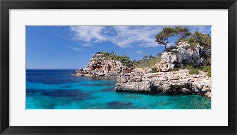 Framed Cala S&#39;Almunia bay, Santanyi, Majorca, Balearic Islands, Spain Print