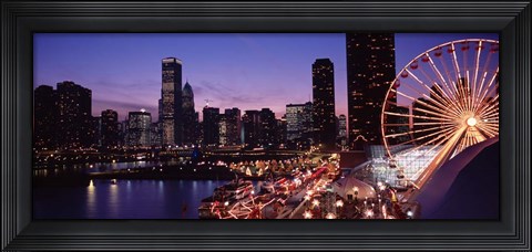 Framed Ferris wheel at Dusk, Navy Pier, Chicago Print