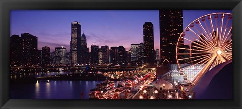 Framed Ferris wheel at Dusk, Navy Pier, Chicago Print