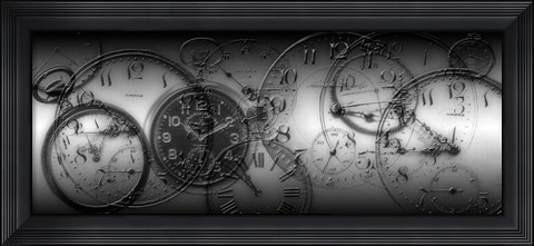 Framed Montage of Old Pocket Watches Print