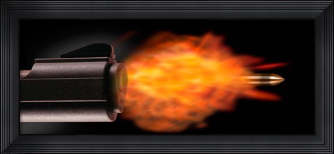 Framed Gun Firing a Bullet Print