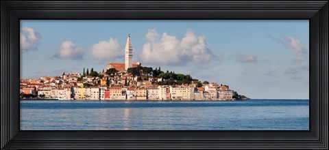 Framed Old Town and St. Euphemia&#39;s Basilica, Rovinj, Istria, Croatia Print