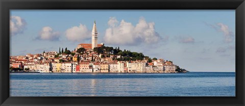 Framed Old Town and St. Euphemia&#39;s Basilica, Rovinj, Istria, Croatia Print