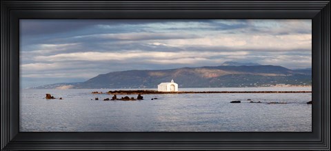 Framed Chapel in the Sea, Georgioupoli, Crete, Greece Print