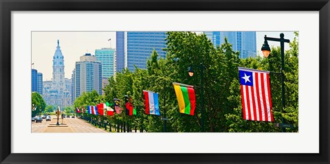 Framed National Flags of the Countries at Benjamin Franklin Parkway, Pennsylvania Print