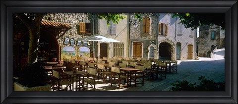 Framed Cafe in a Village, Claviers, France Print