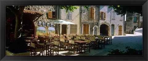Framed Cafe in a Village, Claviers, France Print