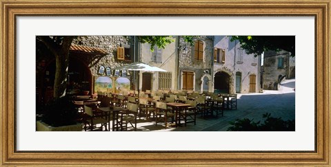 Framed Cafe in a Village, Claviers, France Print