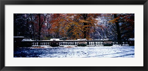 Framed Snow Covered Balcony in Central Park, New York City Print