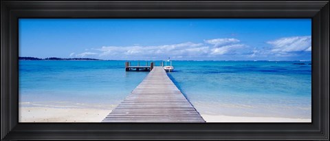Framed Jetty on the beach, Mauritius Print