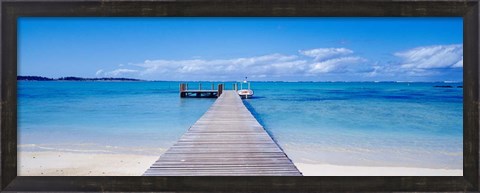 Framed Jetty on the beach, Mauritius Print