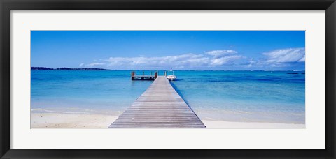 Framed Jetty on the beach, Mauritius Print