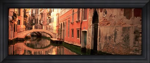 Framed Building Reflections In Water, Venice, Italy Print