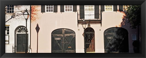 Framed Historic houses in Rainbow Row, Charleston, South Carolina Print