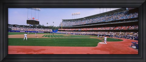 Framed Dodgers vs. Yankees, Dodger Stadium, California Print